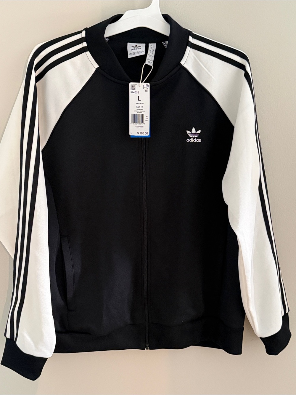 Adidas Black & White Raglan Sleeve Track Jacket